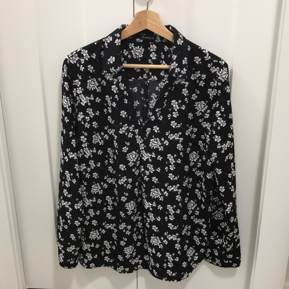 Dynamite Black & White Floral Blouse - Picture 1 of 3